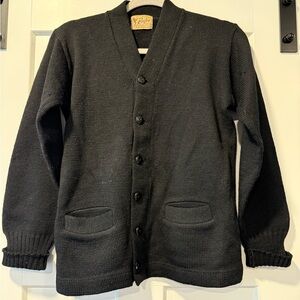 Vintage Black Wool Cardigan Sweater by Rugby Knitting Mills Ladies Small